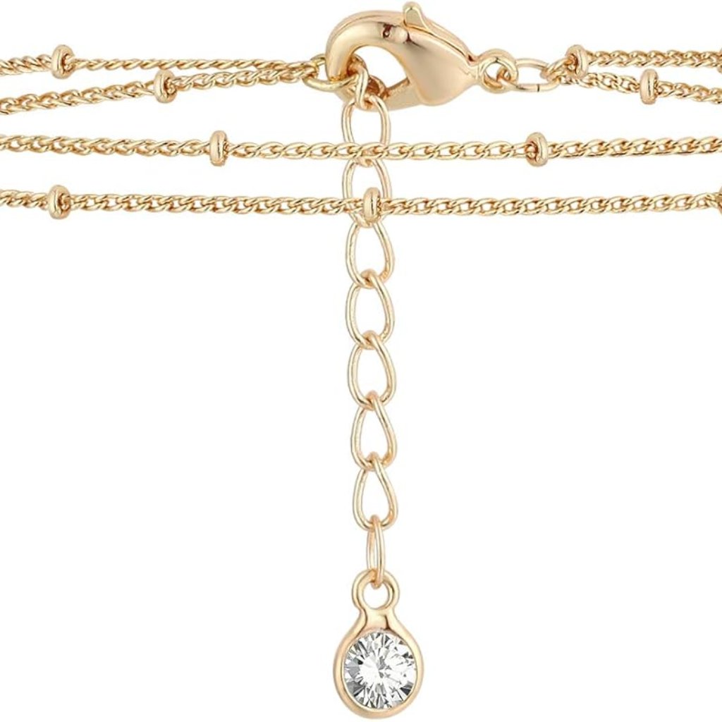 Handcrafted 14k Gold Plated Link Bracelet With Cubic Zirconia  Minimalist Style